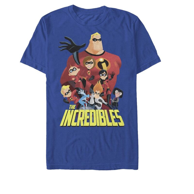 ディズニー ピクサー メンズ トップス Tシャツ Disney / Pixar's The Incredibles Men's Group Shot Classic Tee Royal