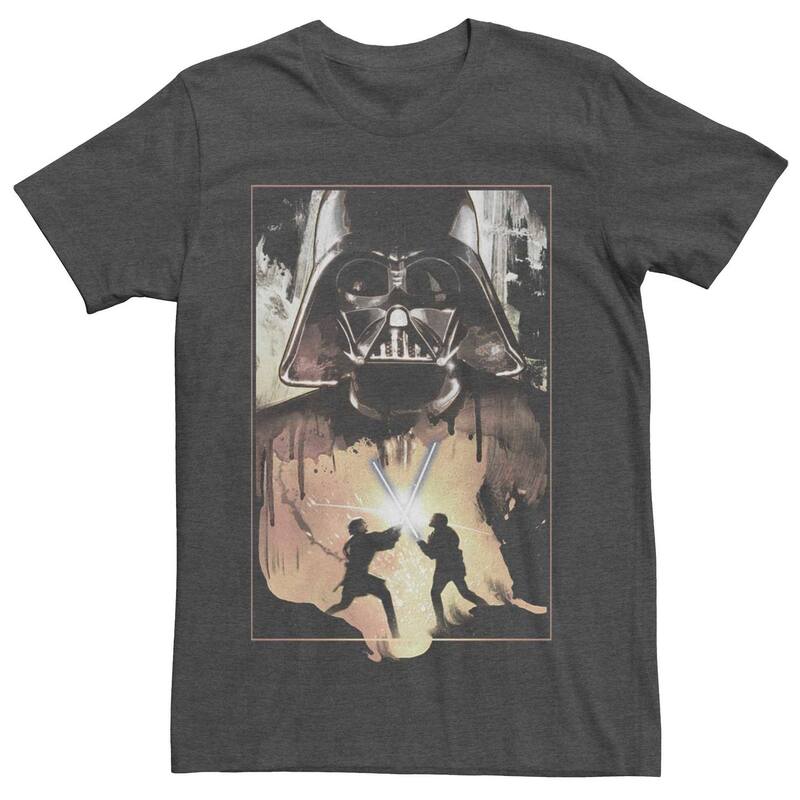 アニメキャラクター メンズ トップス Tシャツ Licensed Character Men'star Wars Anakin Obi Wan Battle Tee Charcoal Heather チャコール