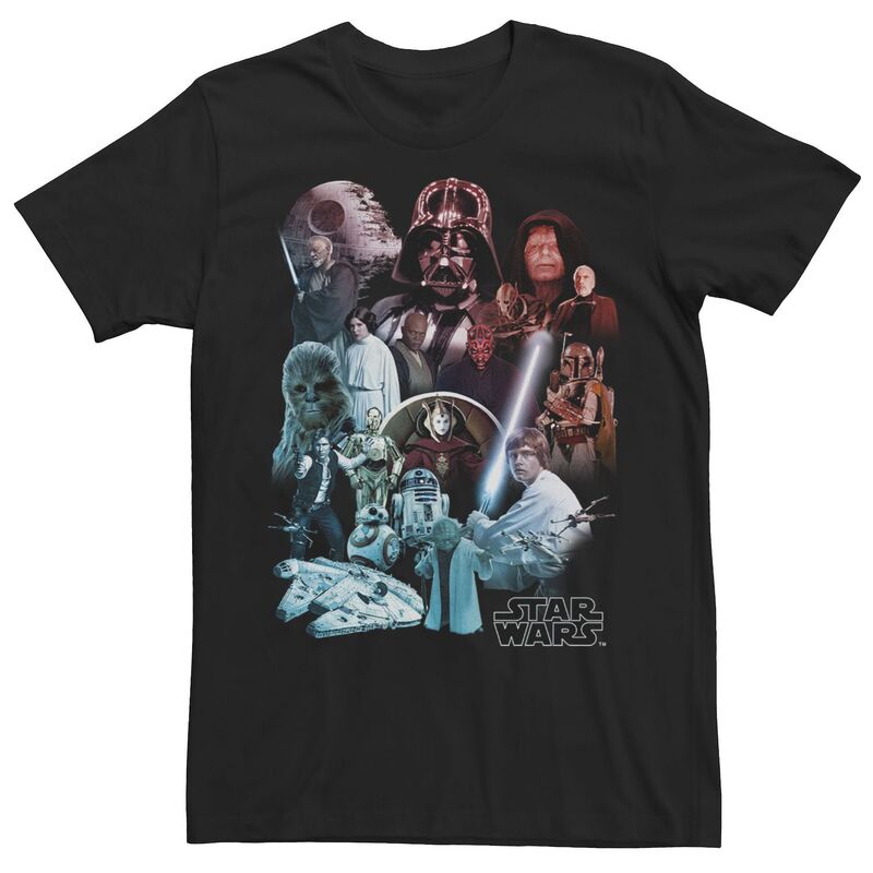 スター ウォーズ メンズ トップス Tシャツ Men'star Wars Character Collage Poster Tee Black ブラック