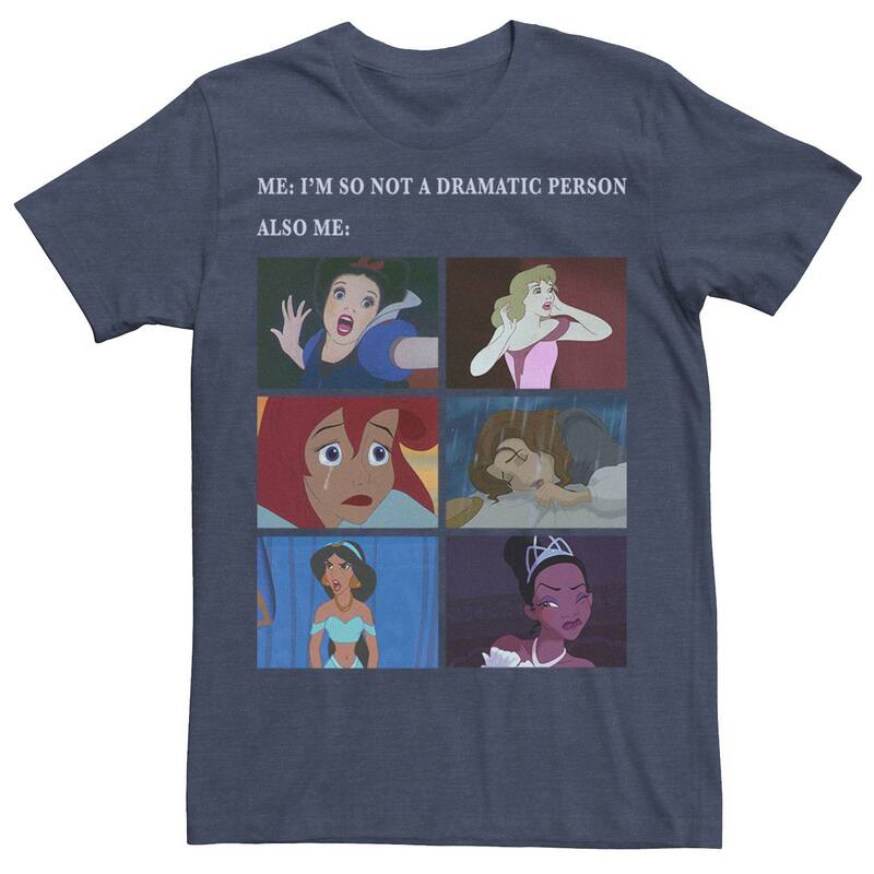 ディズニー メンズ トップス Tシャツ Men's Disney Princess I'm So Not A Dramatic Person Tee Navy Heather ヘザー