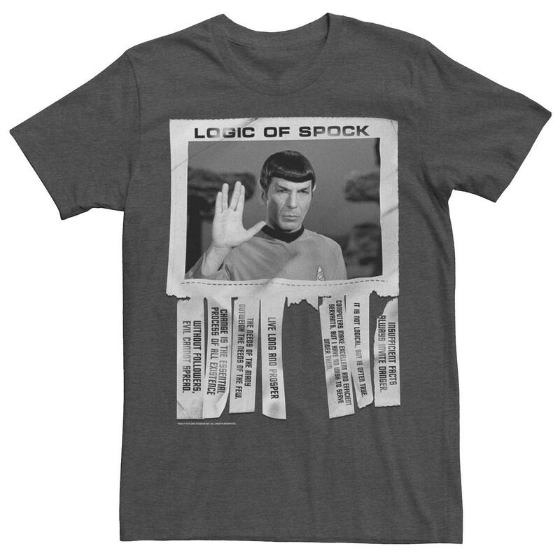 アニメキャラクター メンズ トップス Tシャツ グラフィック Licensed Character Men'star Trek The Original Series Logic Of Spock Text Poster Graphic Tee Charcoal Heather チャコール