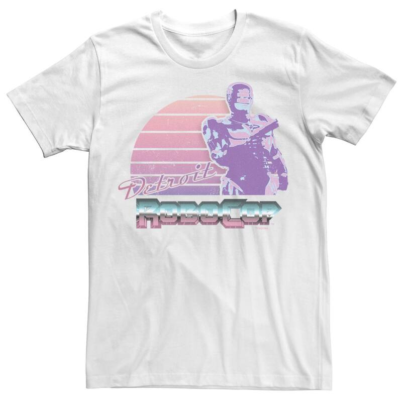 アニメキャラクター メンズ トップス Tシャツ Licensed Character Men's RoboCop Detroit Retro Style Portraitee White ホワイト