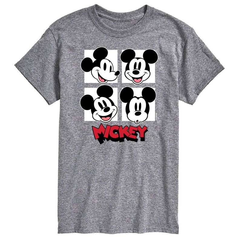 ディズニー メンズ トップス Tシャツ グラフィック Disney's Mickey Mouse Men's Grid Graphic Tee Gray グレー