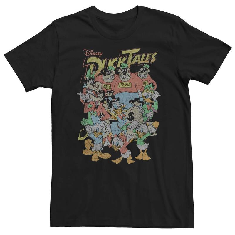 アニメキャラクター メンズ トップス Tシャツ トール Licensed Character Big & Tall DuckTales Characters Distressed Image Tee Black ブラック