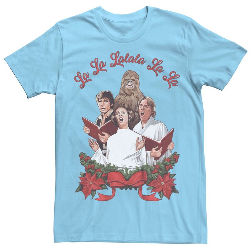 アニメキャラクター メンズ トップス Tシャツ グラフィック Licensed Character Men'star Wars Rebels Christmas Carolers Graphic Tee Light Blue ブルー