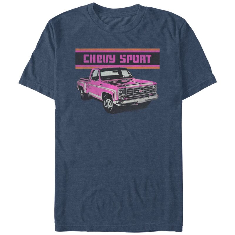 アニメキャラクター メンズ トップス Tシャツ グラフィック Licensed Character Men's Chevy Sport Pink Truck Graphic Tee Navy Heather ヘザー