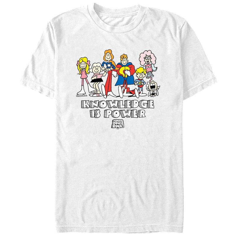 アニメキャラクター メンズ トップス Tシャツ グラフィック Licensed Character Men'schoolhouse Rock! Knowledge Is Power Group Graphic Tee White ホワイト