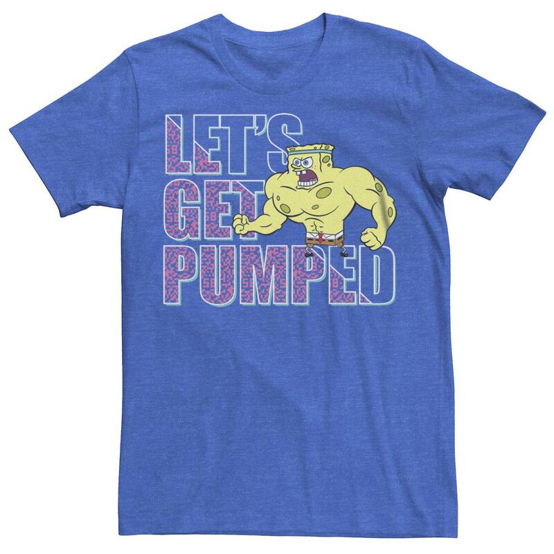 アニメキャラクター メンズ トップス Tシャツ パンツ グラフィック Licensed Character Men'spongeBob SquarePants Let's Get Pumped Graphic Tee Royal Heather ヘザー