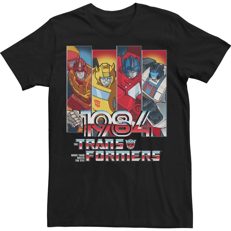アニメキャラクター メンズ トップス Tシャツ トール Licensed Character Big & Tall Transformers 1984 Autobots Panels Tee Black ブラック