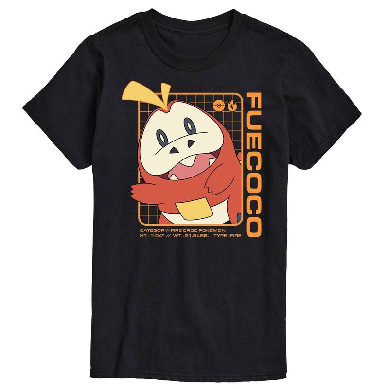 アニメキャラクター メンズ トップス Tシャツ トール グラフィック Licensed Character Big & Tall Pokemon Fuecoco Stats Graphic Tee Black ブラック