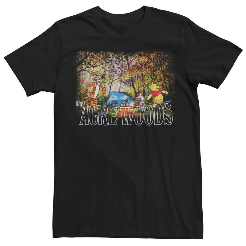 ディズニー メンズ トップス Tシャツ グラフィック Disney's Winnie The Pooh Men's 100 Acre Woods Walk Graphic Tee Black ブラック