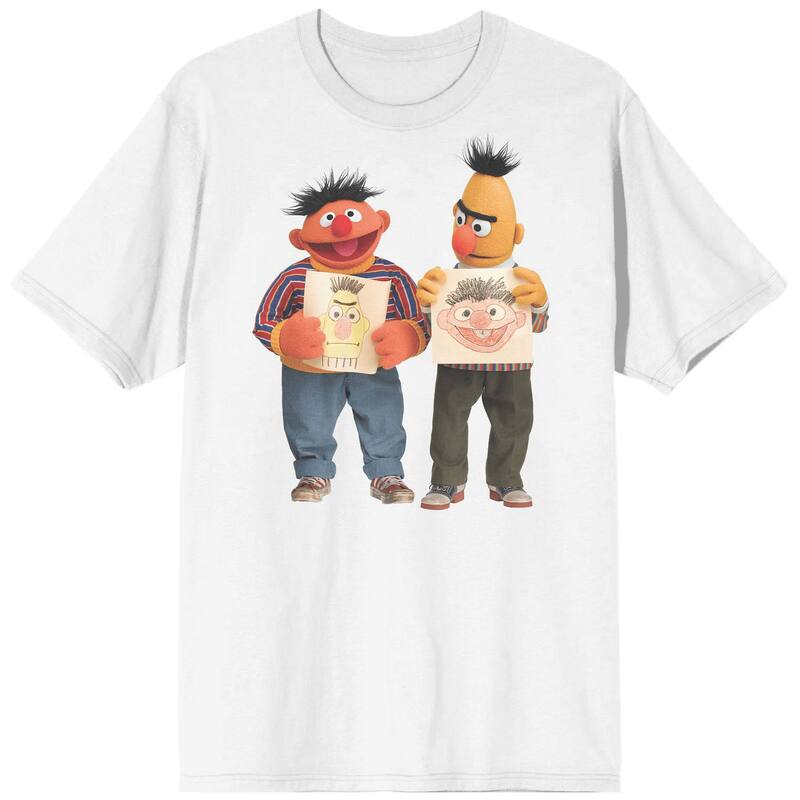 アニメキャラクター メンズ トップス Tシャツ グラフィック Licensed Character Men'sesame Street Bert And Ernie Short Sleeve Graphic Tee White ホワイト