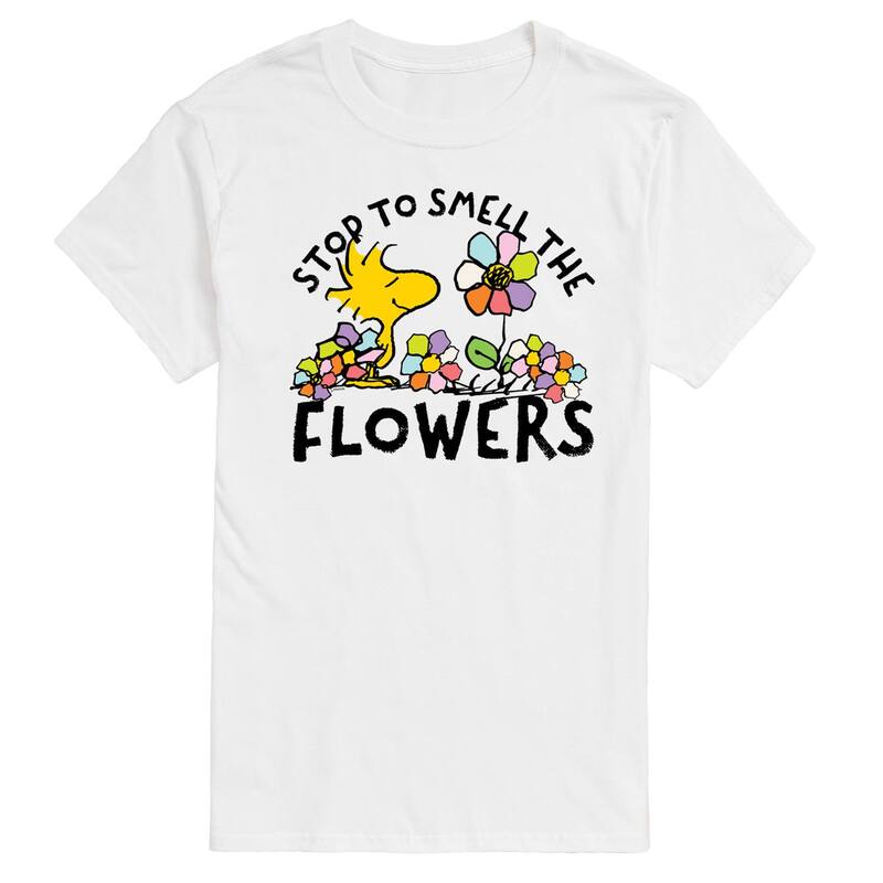 アニメキャラクター メンズ トップス Tシャツ グラフィック Licensed Character Men's Peanutsmell The Flowers Graphic Tee White ホワイト