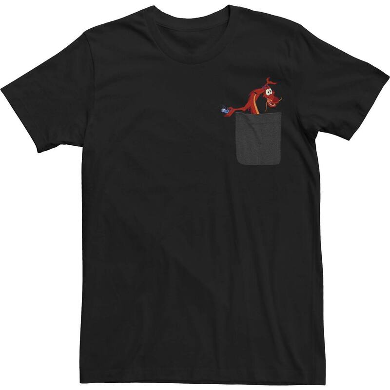 ディズニー メンズ トップス Tシャツ トール Big & Tall Disney Mulan Mushu And Cri-Kee Pocketee Black ブラック