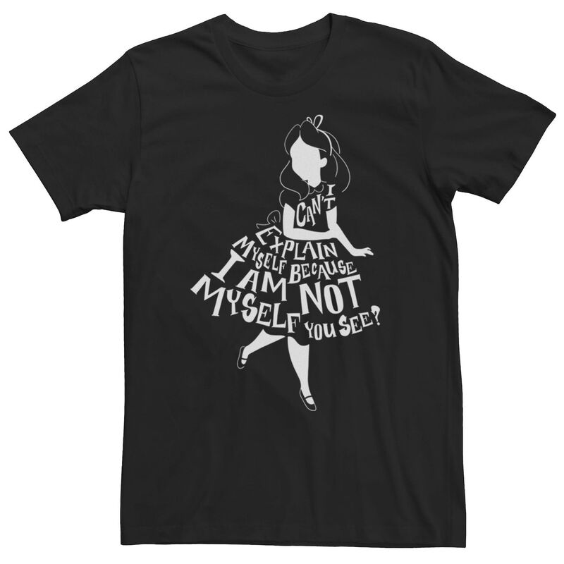 ディズニー メンズ トップス Tシャツ トール Big & Tall Disney Alice In Wonderland I Can't Explain Myself Text Fill Tee Black ブラック