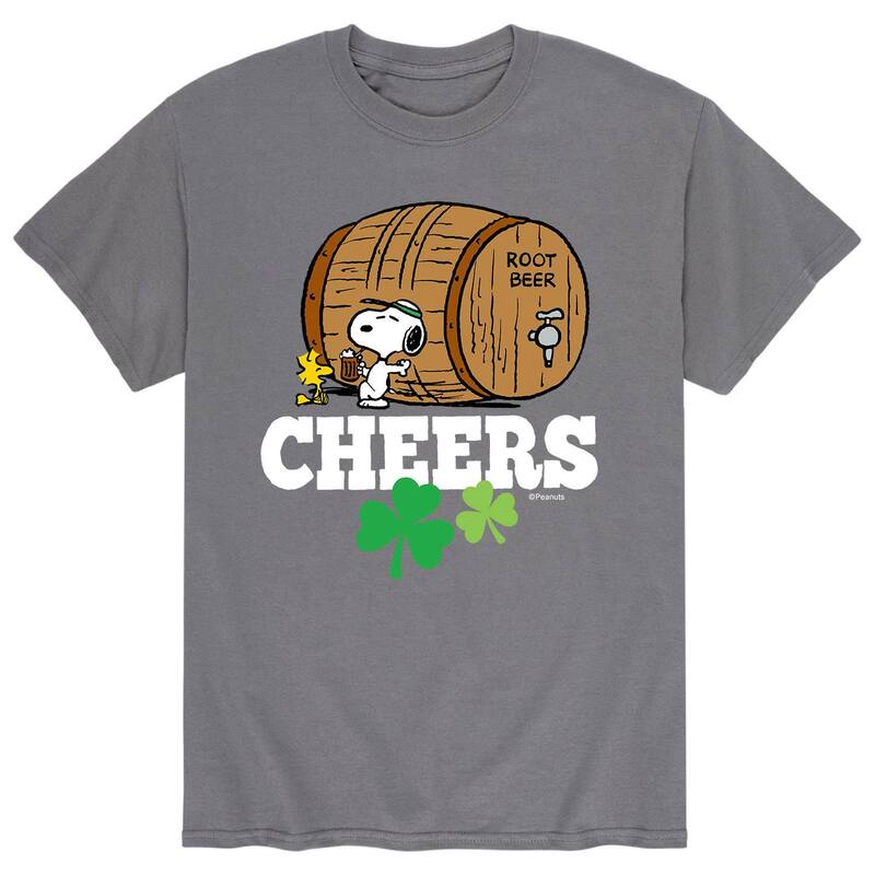 アニメキャラクター メンズ トップス Tシャツ Licensed Character Men's Peanutsnoopy St. Patrick's Day "Cheers" Root Beer Tee Charcoal チャコール