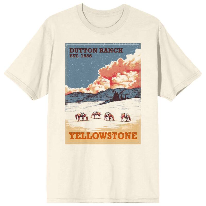 アニメキャラクター メンズ トップス Tシャツ Licensed Character Men's Yellowstone Poster Tee White ホワイト