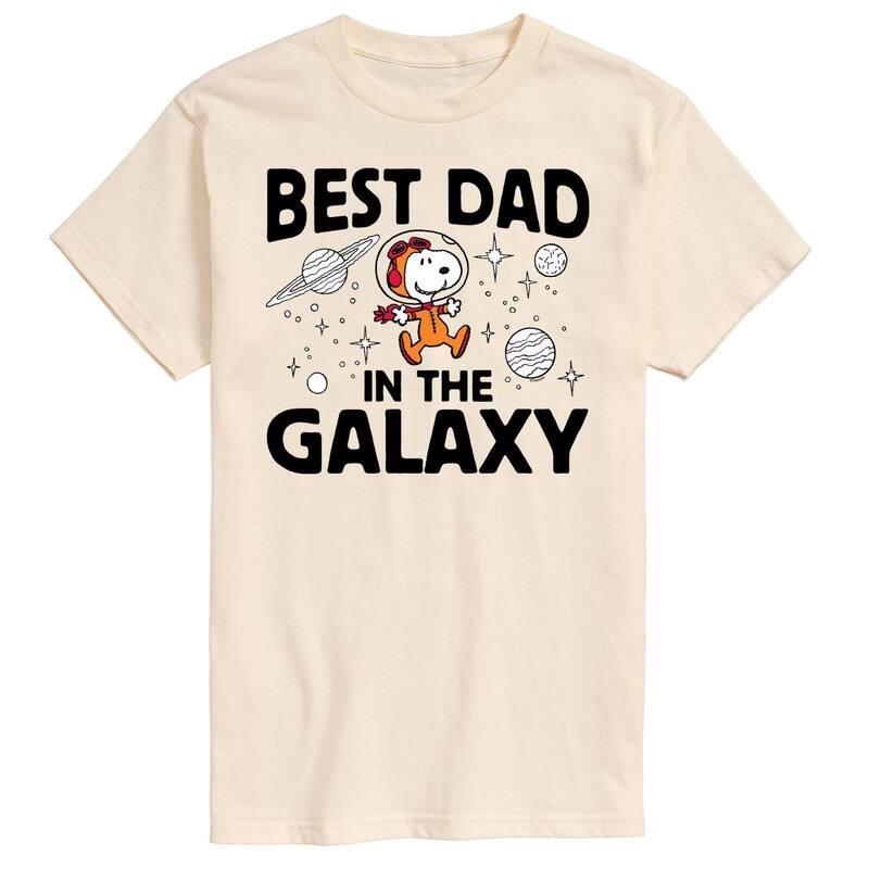 アニメキャラクター メンズ トップス Tシャツ グラフィック Licensed Character Men's Peanuts Best Dad In The Galaxy Graphic Tee Beige ベージュ