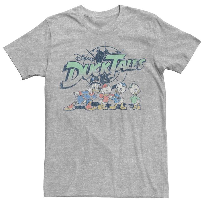 ディズニー メンズ トップス Tシャツ ロゴ グラフィック Disney's DuckTales Men's McDucks Retro Globe Logo Graphic Tee Athletic Heather ヘザー