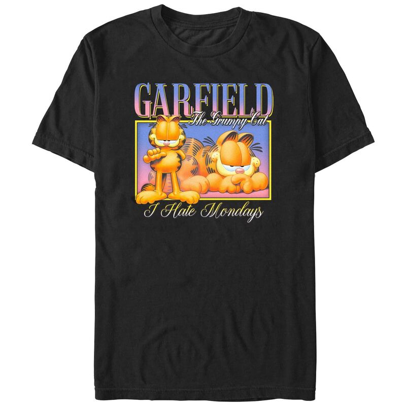 アニメキャラクター メンズ トップス Tシャツ グラフィック Licensed Character Men's Garfield The Grumpy Cat Portrait Graphic Tee Black ブラック