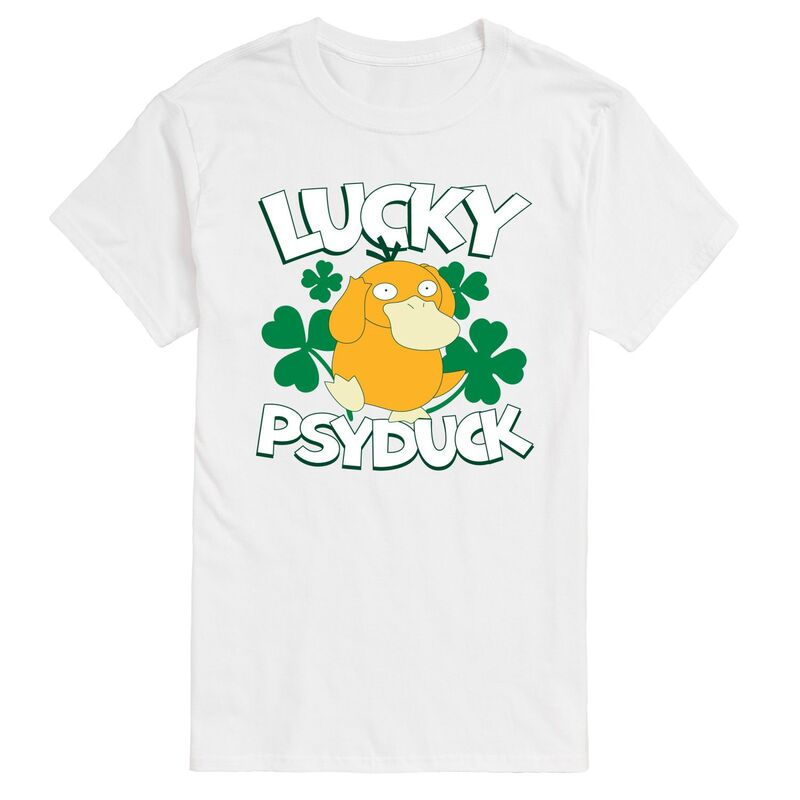 アニメキャラクター メンズ トップス Tシャツ グラフィック Licensed Character Men's Pok mon Lucky Psyduck Graphic Tee White ホワイト