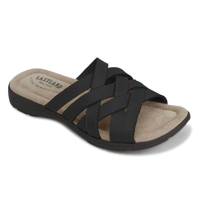 イーストランド レディース シューズ サンダル レザー Eastland Hazel Women's Leather Slide Sandals Black ブラック