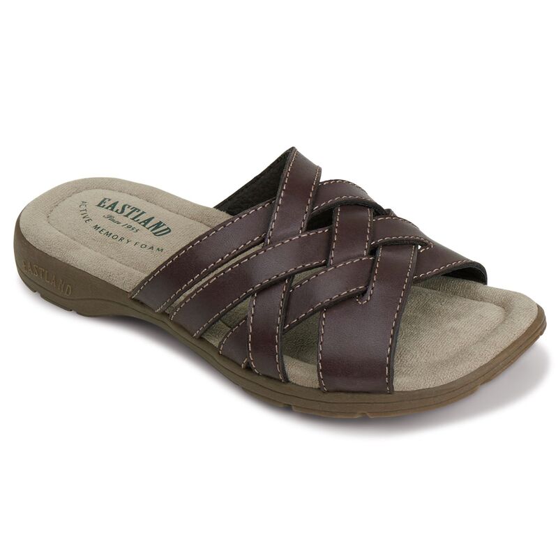 イーストランド レディース シューズ サンダル レザー Eastland Hazel Women's Leather Slide Sandals Brown ブラウン