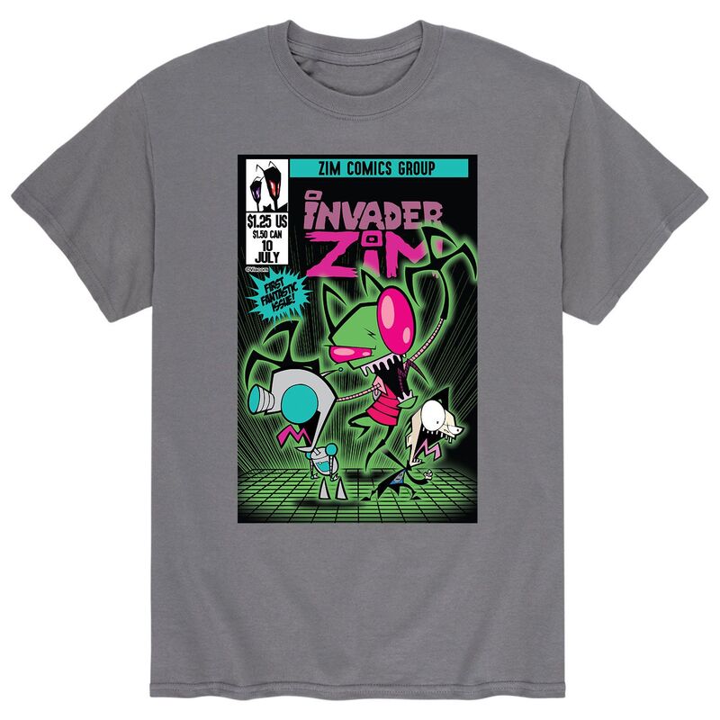 アニメキャラクター メンズ トップス Tシャツ Licensed Character Men's Invader Zim Comic Tee Gray グレー