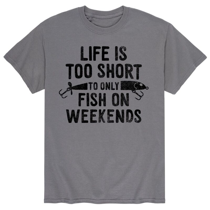アニメキャラクター メンズ トップス Tシャツ Licensed Character Men's Life Is Too Shortonly Fish On Weekends Tee Grey 2 グレー