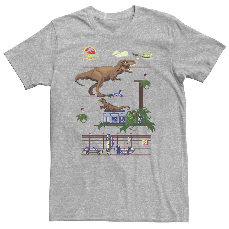 アニメキャラクター メンズ トップス Tシャツ トール Licensed Character Big & Tall Jurassic Park Digital Video Game Scene Tee Athletic Heather ヘザー