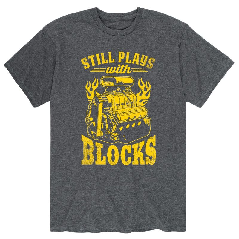 アニメキャラクター メンズ トップス Tシャツ Licensed Character Men'still Plays With Blocks Tee Heather Charcoal チャコール