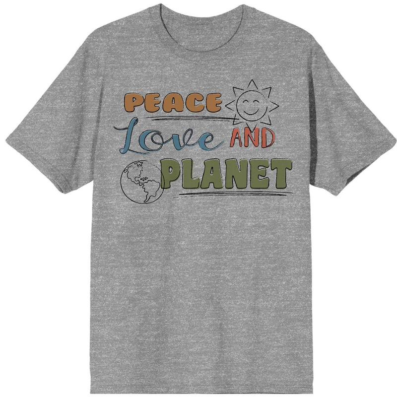 アニメキャラクター メンズ トップス Tシャツ Licensed Character Men's Positive Vibes Peace Love Tee Gray グレー