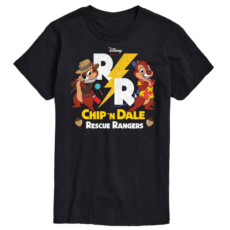 ディズニー メンズ トップス Tシャツ トール Big & Tall Disney Chip N Dale Rescue Rangers Black ブラック