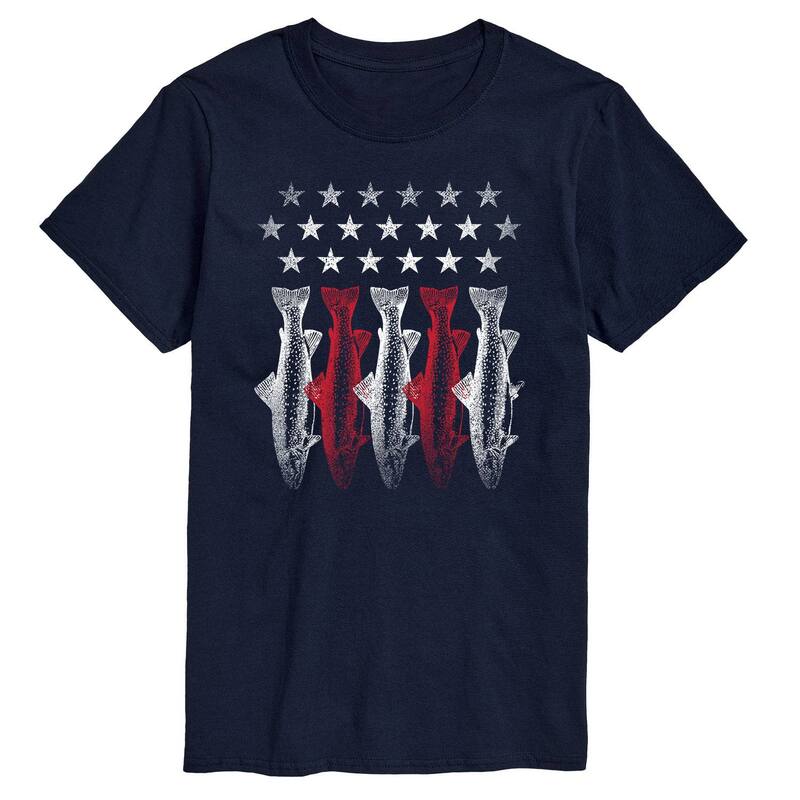 アニメキャラクター メンズ トップス Tシャツ グラフィック Licensed Character Men's Americana Flag Fish Graphic Tee Navy ネイビー