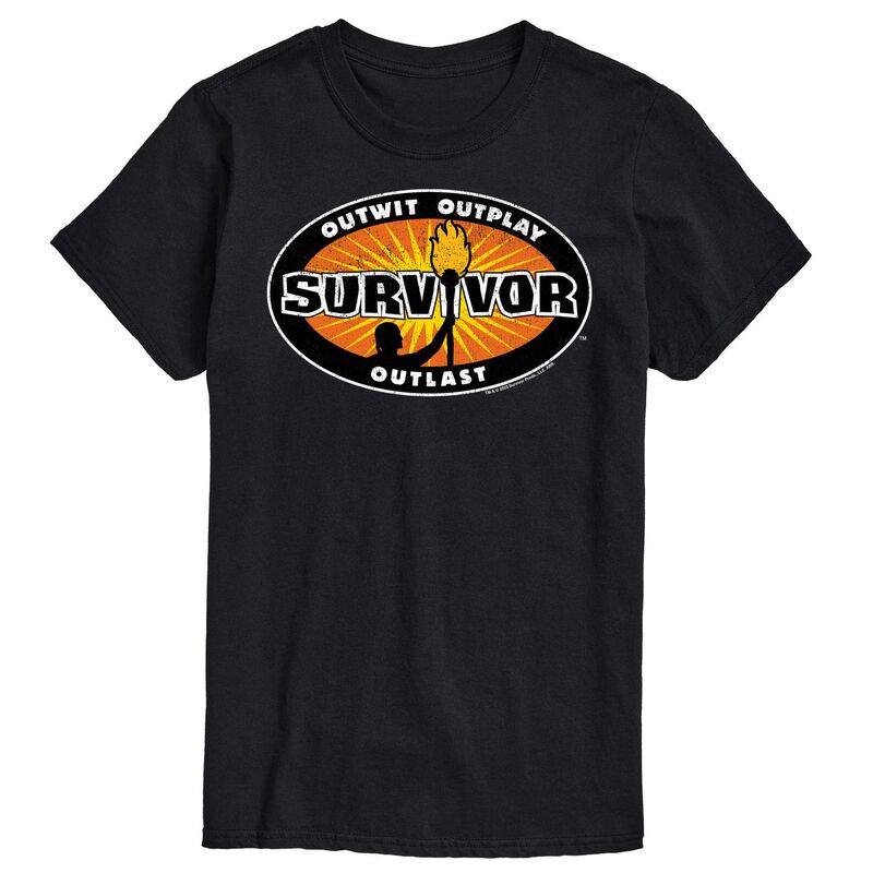 アニメキャラクター メンズ トップス Tシャツ ロゴ グラフィック Licensed Character Men'survivor Logo Graphic Tee Black ブラック