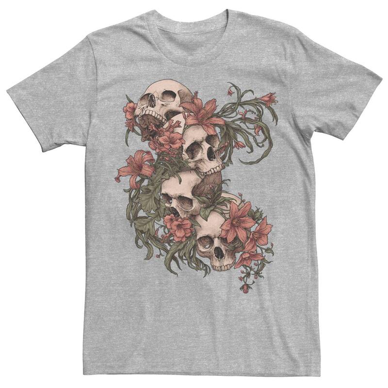 アニメキャラクター メンズ トップス Tシャツ グラフィック Licensed Character Men's Garden of Skulls Flowers Graphic Tee Athletic Heather ヘザー