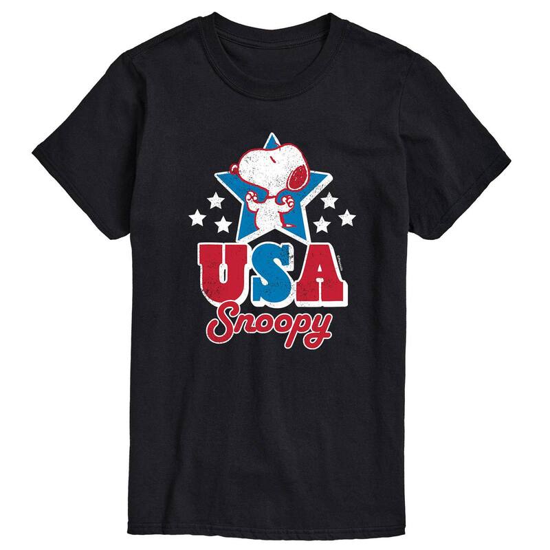 アニメキャラクター メンズ トップス Tシャツ Licensed Character Men's Peanuts USA Snoopy Tee Black ブラック 6,021円