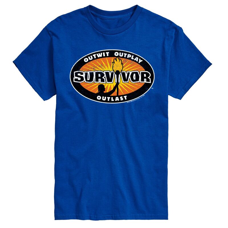 アニメキャラクター メンズ トップス Tシャツ ロゴ グラフィック Licensed Character Men'survivor Logo Graphic Tee Blue ブルー