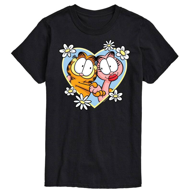 アニメキャラクター メンズ トップス Tシャツ グラフィック Licensed Character Men's Garfield Heart Graphic Tee Black ブラック