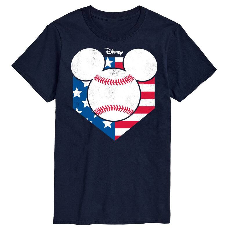ディズニー メンズ トップス Tシャツ グラフィック Disney's Mickey Mouse Men's Baseball Head Graphic Tee Navy ネイビー