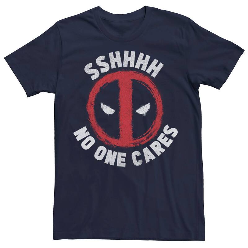 アニメキャラクター メンズ トップス Tシャツ ロゴ グラフィック Licensed Character Men's Marvel Deadpool None Cares Logo Graphic Tee Navy ネイビー