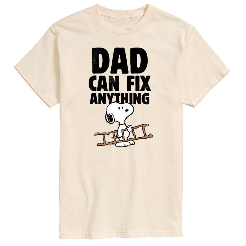 アニメキャラクター メンズ トップス Tシャツ グラフィック Licensed Character Men's Peanuts Dad Can Fix It Graphic Tee Beige ベージュ 7,489円
