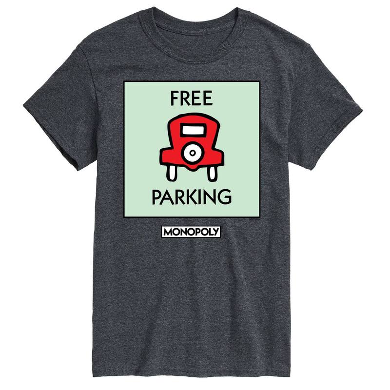 アニメキャラクター メンズ トップス Tシャツ グラフィック Licensed Character Men's Monopoly Free Parkingraphic Tee Charcoal チャコール