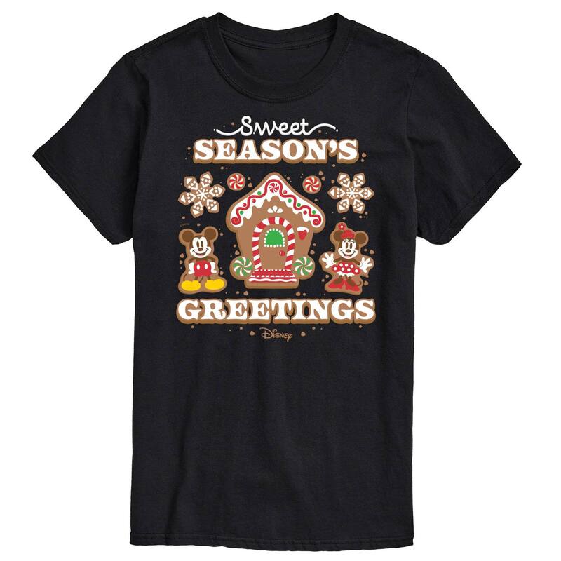 ディズニー メンズ トップス Tシャツ グラフィック Disney's Mickey & Minnie Mouse Men'sweet Seasons Greetings Graphic Tee Black ブラック
