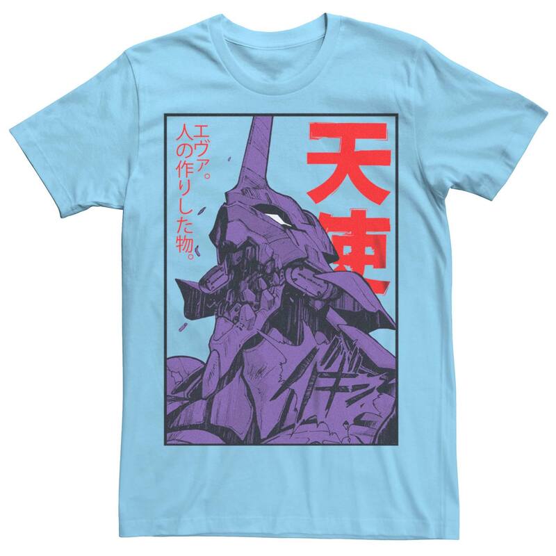 アニメキャラクター メンズ トップス Tシャツ グラフィック Licensed Character Men's EVA-01 Evangelion Mecha Graphic Tee Light Blue ブルー