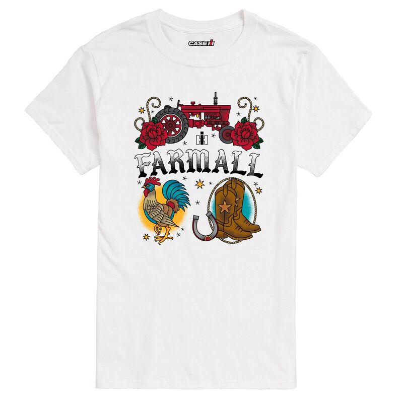 アニメキャラクター メンズ トップス Tシャツ グラフィック Licensed Character Men's Case IH Farmall Flash Tattoo Graphic Tee White ホワイト