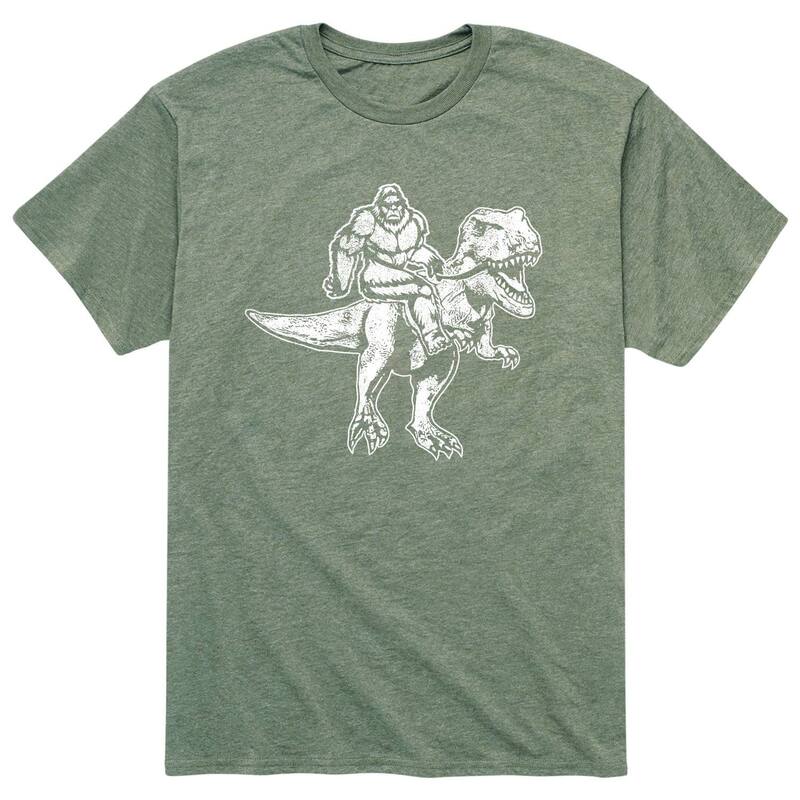 アニメキャラクター メンズ トップス Tシャツ Licensed Character Men's Bigfoot Riding T-Rex Tee Green グリーン