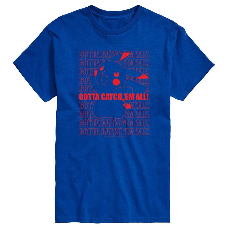 アニメキャラクター メンズ トップス Tシャツ Licensed Character Men's Pokemon Catch Em All Tee Blue ブルー