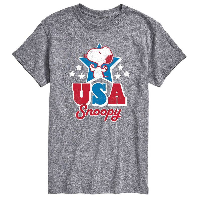 アニメキャラクター メンズ トップス Tシャツ Licensed Character Men's Peanuts USA Snoopy Tee Gray グレー