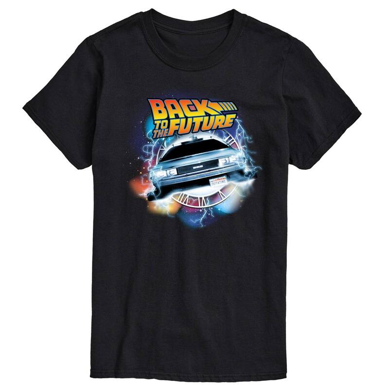 アニメキャラクター メンズ トップス Tシャツ トール グラフィック Licensed Character Big & Tall Back to the Future Time Traveling Delorean Graphic Tee Black ブラック
